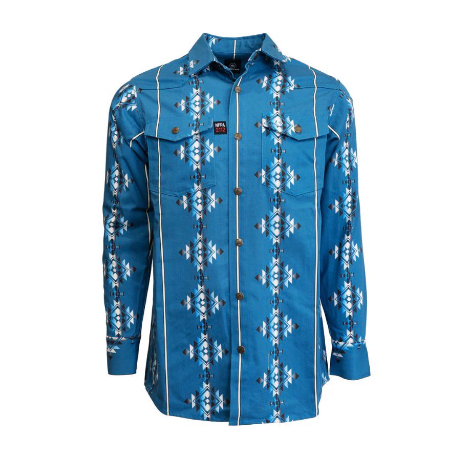 Camisa de Trabajo Resistente al Fuego Corvo LLC FR Azul.