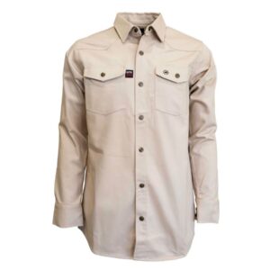 Camisa de Trabajo Resistente al Fuego Corvo LLC FR Khaki.